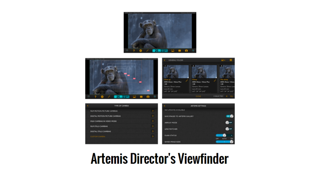 aplicativos para fotógrafos Visor de Aplicativo Artemis Director
